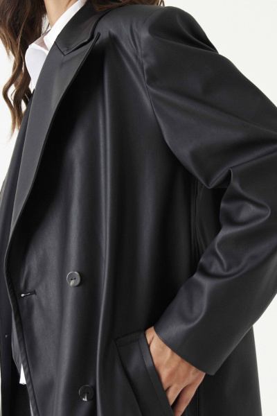 Плащ полуприлегающий на подкладке с талиевыми вытачками Панда 192470w черный - фото 8