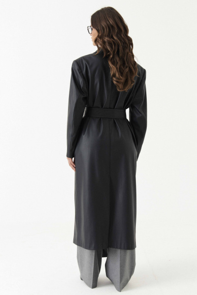 Плащ полуприлегающий на подкладке с талиевыми вытачками Панда 192470w черный - фото 9