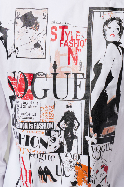 Блуза белая из хлопка с контрастной отделкой Панда ПА-418940 белый - фото 4