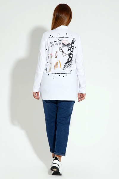 Блуза белая из хлопка с декоративными деталями Панда ПА-418948 белый - фото 3