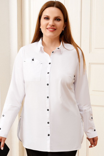 Блуза белая из хлопка с декоративными деталями Панда ПА-418948 белый - фото 5