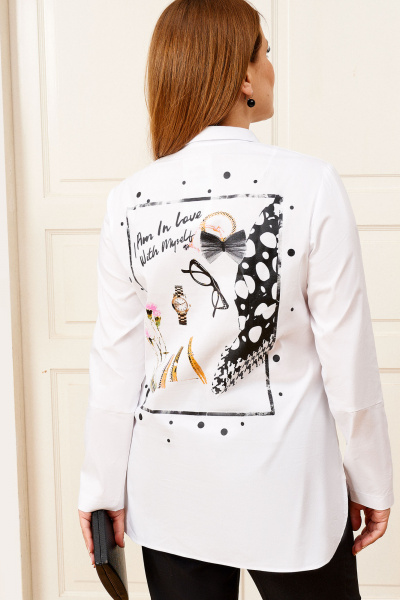Блуза белая из хлопка с декоративными деталями Панда ПА-418948 белый - фото 6