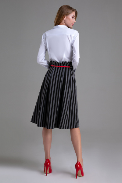 Юбка в стиле модных вертикальных полос с складками Панда ПА-452350 серо-черный - фото 2