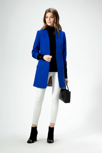 Жакет удлиненный в стиле кэжуал на подкладке Панда ПА-453530 васильковый - фото 1