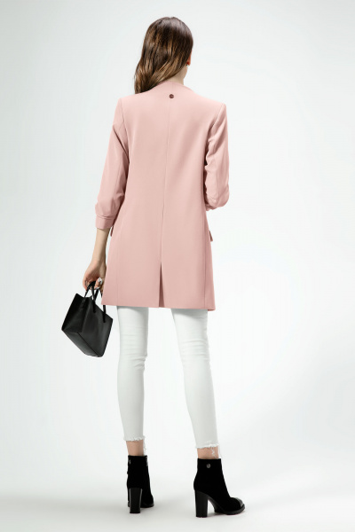 Жакет удлиненный с шлицей и карманами из текстиля Панда ПА-453530 розовый - фото 2