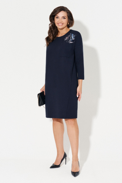 Платье трикотажное зауженное с круглым вырезом Панда ПА-453680 синий - фото 1