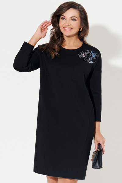 Платье из трикотажа с декоративной молнией и карманами Панда ПА-453680 черный - фото 3