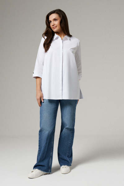 Платье из трикотажа с декоративной молнией и карманами Панда ПА-457340 белый - фото 2