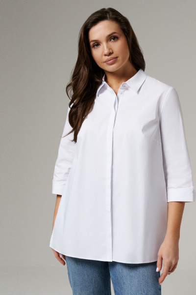 Платье из трикотажа с декоративной молнией и карманами Панда ПА-457340 белый - фото 1