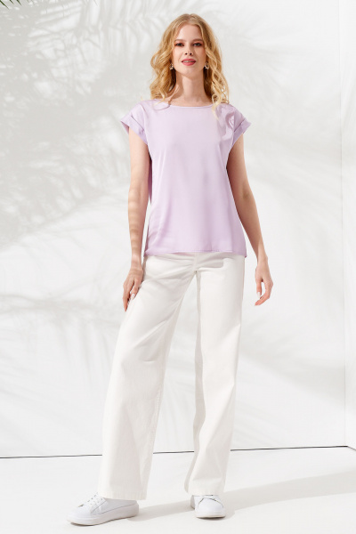 Блуза летняя розовая с коротким рукавом и мягкой тканью Панда ПА-459340 лиловый - фото 1