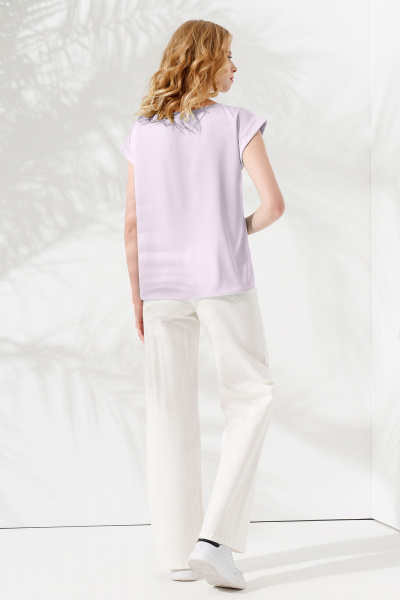 Блуза летняя розовая с коротким рукавом и мягкой тканью Панда ПА-459340 лиловый - фото 2