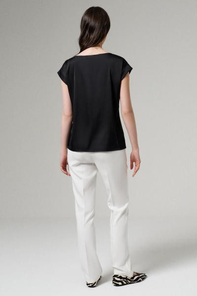 Блуза летняя черная с коротким рукавом и классическим фасоном Панда ПА-459340 черный - фото 4