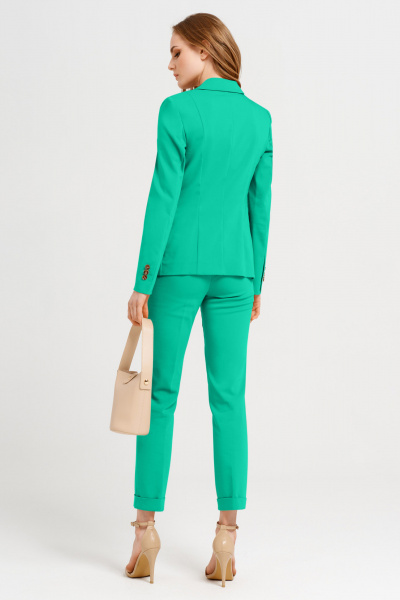 Зеленый костюм 2-ка из хлопка: жакет и классические брюки Панда ПА-463920 зеленый - фото 2