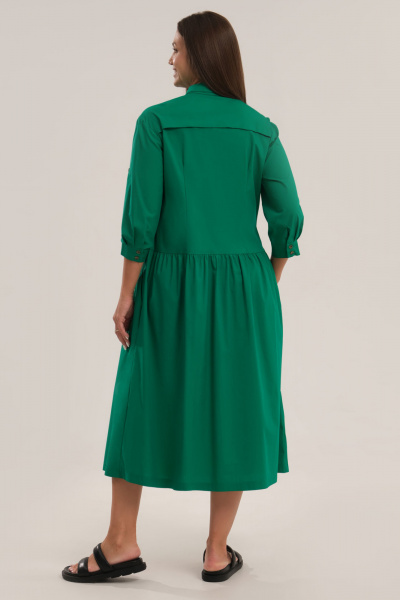 Летнее платье миди трапеция из хлопковой ткани Панда ПА-474987 зеленый - фото 2