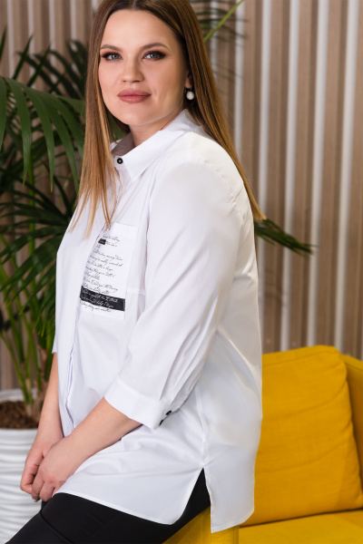 Белая летняя блузка или рубашка с накладными карманами Панда ПА-477840 белый - фото 6