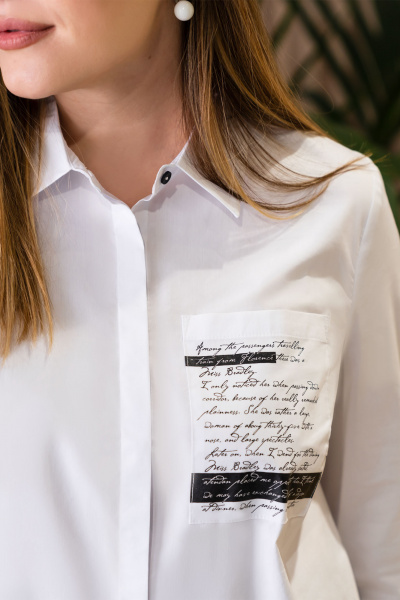 Белая летняя блузка или рубашка с накладными карманами Панда ПА-477840 белый - фото 7