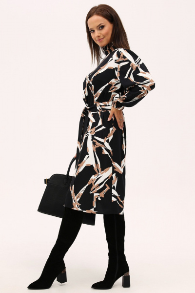 Платье А-силуэта миди с воротником-стойкой и принтом Angelina & Сo 1154 - фото 8