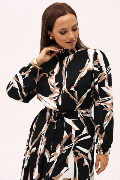 Платье А-силуэта миди с воротником-стойкой и принтом Angelina & Сo 1154 - фото 7