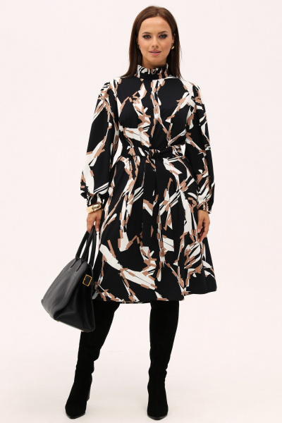 Платье А-силуэта миди с воротником-стойкой и принтом Angelina & Сo 1154 - фото 6