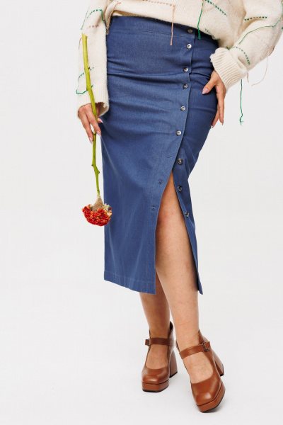 Юбка-карандаш из джинса с двумя карманами и регулировкой длины Anelli 1453-1 бесконечность - фото 1