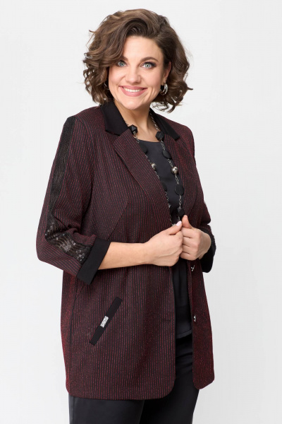 Красный жакет с нагрудной выточкой и вставками из сетки с пайетками Solomeya Lux 942 - фото 1