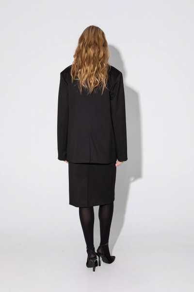 Деловой костюм-двойка из текстиля: жакет и юбка на пояс PiRS 5028 черный - фото 4