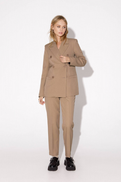 Костюм-тройка из жакета, жилета и укороченных брюк PiRS 5049 бежевый - фото 4