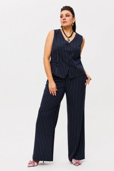 Деловой костюм тройка из текстиля: жакет, брюки и жилет, синий Anelli 1426.1 кот_дона_корлеоне - фото 4