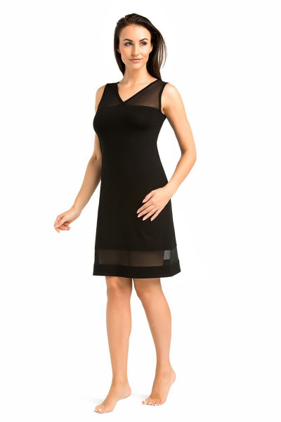 Ночная сорочка из вискозы и сетчатого трикотажа Teyli 2808/170,176 черный - фото 1