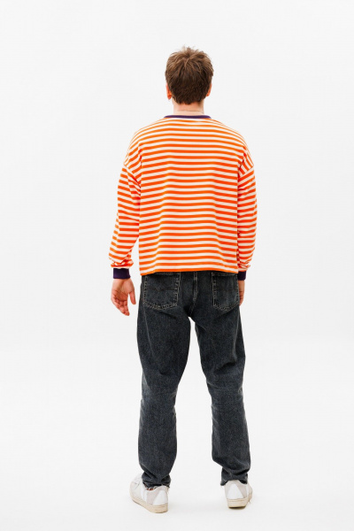 Джемпер свитшот из хлопкового трикотажа свободный HIT 0226м оранжевый - фото 5