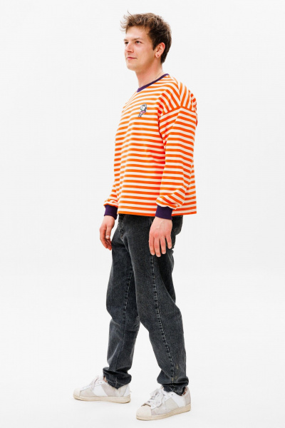 Джемпер свитшот из хлопкового трикотажа свободный HIT 0226м оранжевый - фото 4