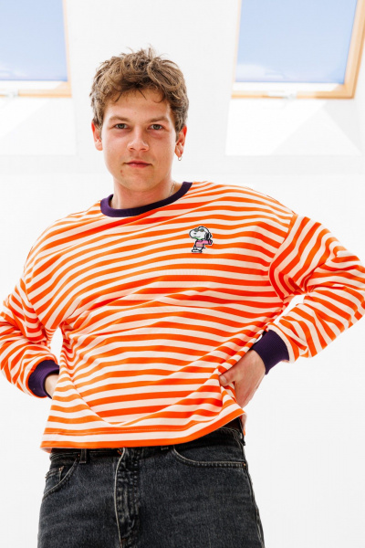 Джемпер свитшот из хлопкового трикотажа свободный HIT 0226м оранжевый - фото 2