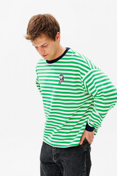 Джемпер свитшот из хлопкового трикотажа свободный HIT 0226м зеленый - фото 3