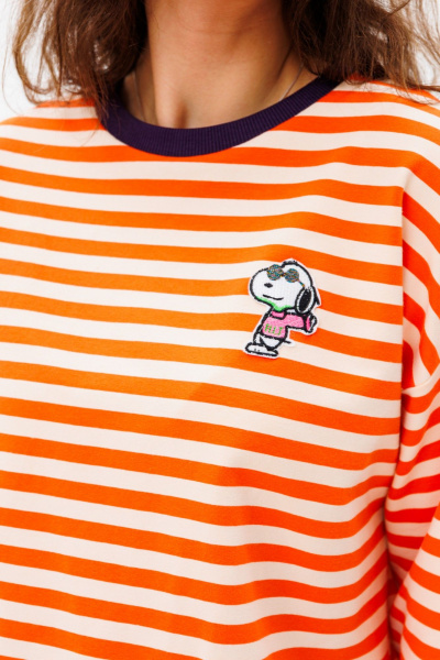 Демисезонный свитшот unisex из хлопкового трикотажа с нашивкой HIT 0226 оранжевый - фото 7