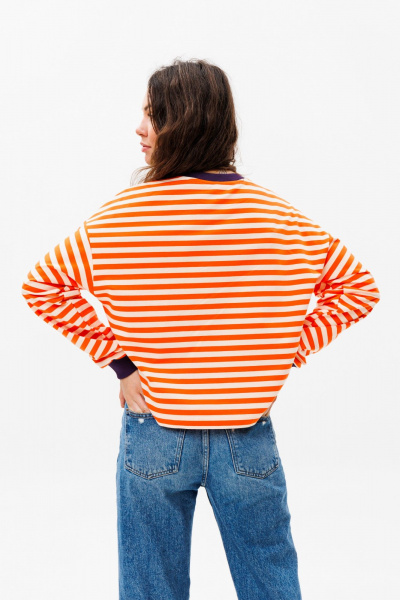 Демисезонный свитшот unisex из хлопкового трикотажа с нашивкой HIT 0226 оранжевый - фото 6