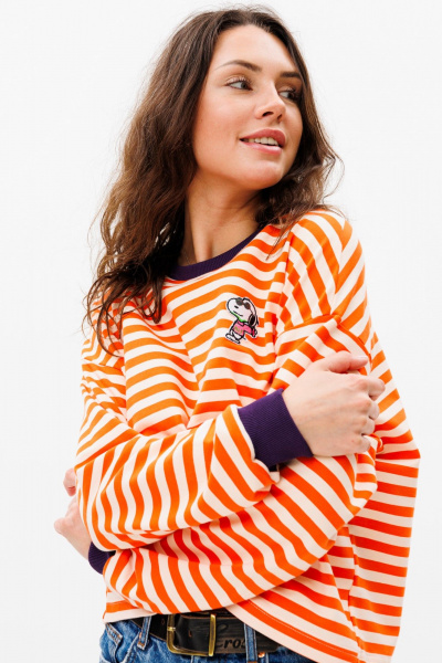 Демисезонный свитшот unisex из хлопкового трикотажа с нашивкой HIT 0226 оранжевый - фото 1