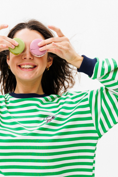 Демисезонный свитшот unisex из хлопка и трикотажа с нашивкой HIT 0226 зеленый - фото 6