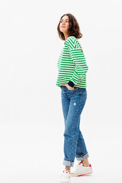 Демисезонный свитшот unisex из хлопка и трикотажа с нашивкой HIT 0226 зеленый - фото 3