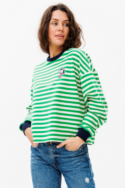 Демисезонный свитшот unisex из хлопка и трикотажа с нашивкой HIT 0226 зеленый - фото 1