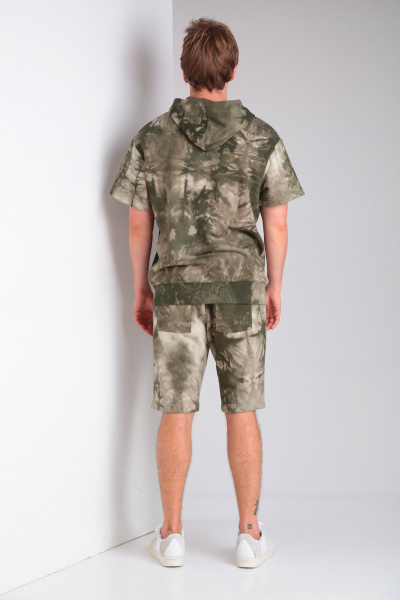 Спортивный костюм из футера с капюшоном и шортами HIT 0322 хаки - фото 4