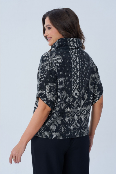 Блуза свободного силуэта из трикотажа с вырезом и рукавом в стиле летучая мышь AXXA 141 - фото 4