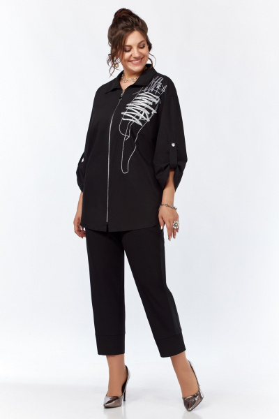 Стильная женская рубашка с спущенным плечом и вышивкой Grace for you 012 - фото 3