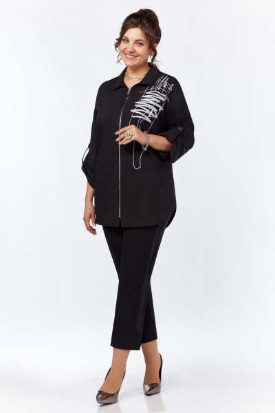 Стильная женская рубашка с спущенным плечом и вышивкой Grace for you 012 - фото 2