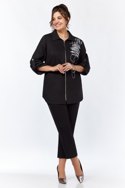 Стильная женская рубашка с спущенным плечом и вышивкой Grace for you 012 - фото 1