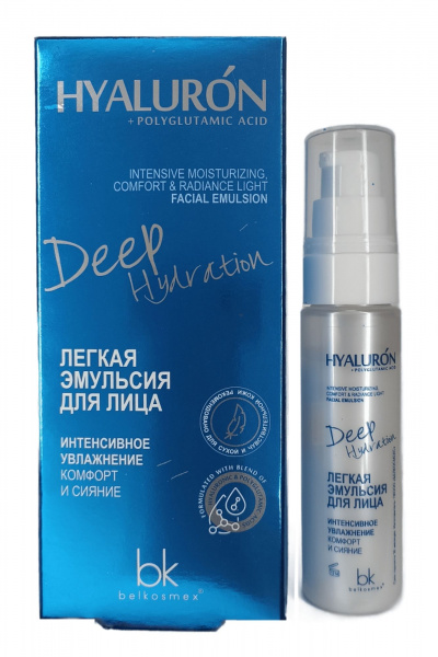 Эмульсия для лица с полиглутамиевой и гиалуроновой кислотой Belkosmex HYALURON Deep Hydration Легкая эмульсия для лица - фото 1