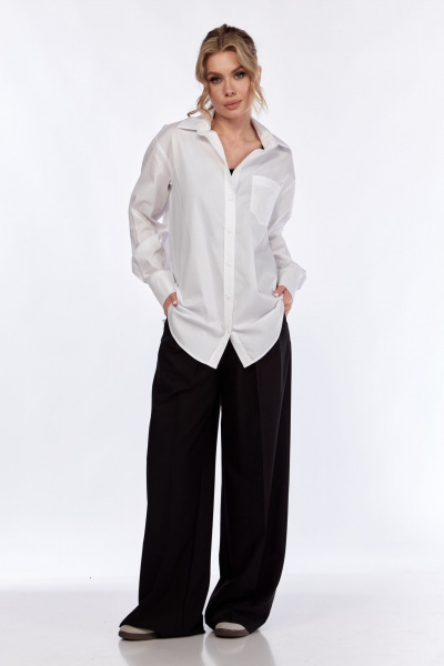 Деловая классическая рубашка из хлопкового текстиля белая DNM 036 белый - фото 14