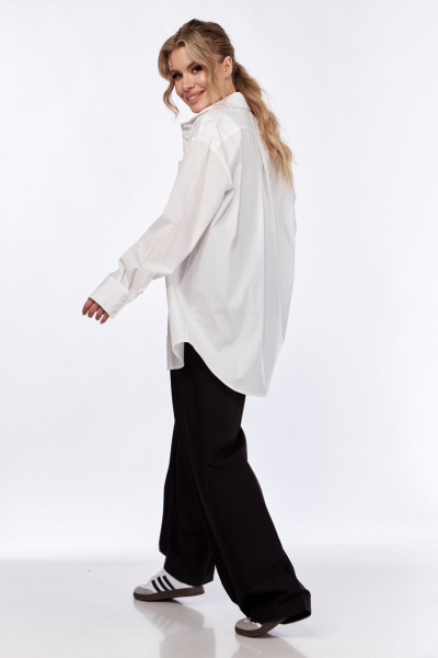 Деловая классическая рубашка из хлопкового текстиля белая DNM 036 белый - фото 13