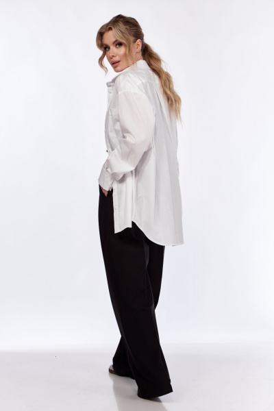 Деловая классическая рубашка из хлопкового текстиля белая DNM 036 белый - фото 12