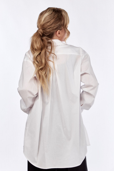 Деловая классическая рубашка из хлопкового текстиля белая DNM 036 белый - фото 11