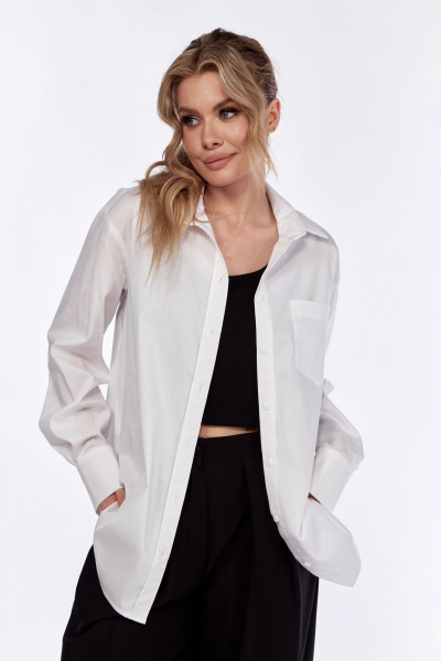 Деловая классическая рубашка из хлопкового текстиля белая DNM 036 белый - фото 9